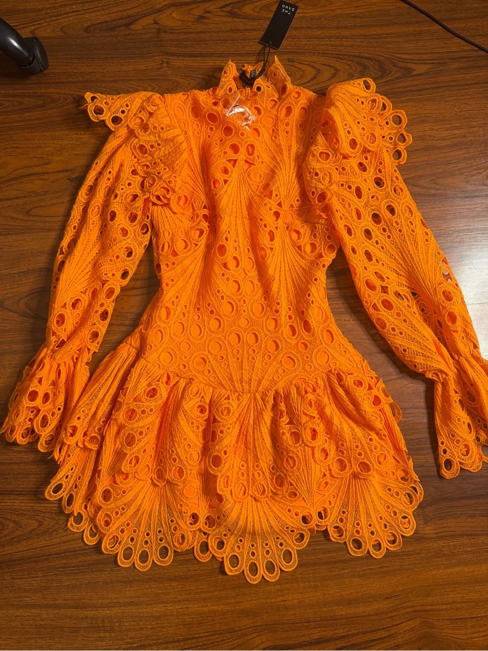 Women’s Orange Lace Ruffle Dress